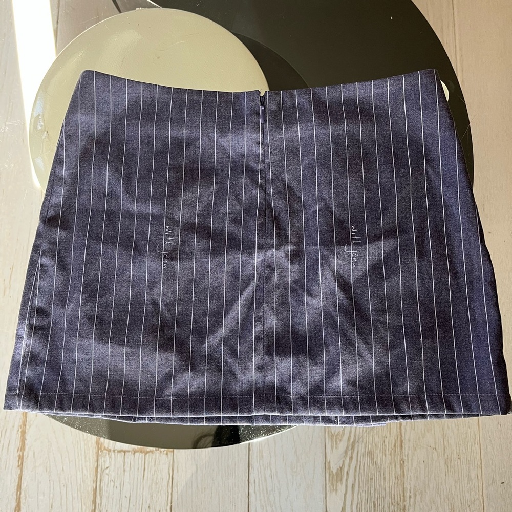 With Jean Blue Mini Pencil Skirt For Work View 5